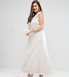 Платье макси с драпировкой ASOS CURVE WEDDING - Розовый