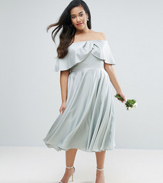 Платье миди для выпускного с вырезом лодочкой ASOS CURVE WEDDING - Зеленый