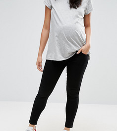 Черные джинсы скинни с поддерживающей вставкой ASOS MATERNITY PETITE Ridley - Черный