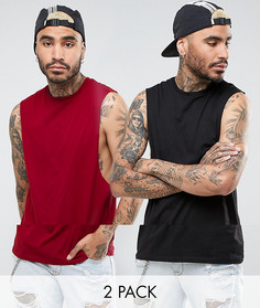 2 длинных майки с заниженными проймами ASOS - Мульти