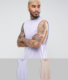 2 длинных майки с заниженными проймами ASOS - Мульти
