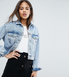 Синяя джинсовая куртка с эффектом кислотной стирки ASOS TALL - Синий