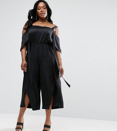 Комбинезон с открытыми плечами и завязками ASOS CURVE - Черный
