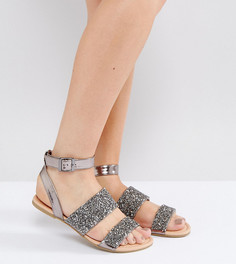 Сандалии для широкой стопы с отделкой ASOS FANCY FEET - Серебряный