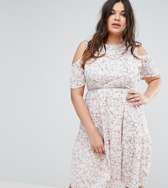 Приталенное платье с цветочным принтом Boohoo Plus - Мульти