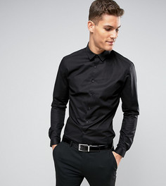 Черная эластичная рубашка узкого кроя ASOS TALL - Черный