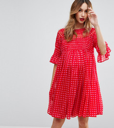 Свободное платье в клеточку с прозрачными вставками ASOS Maternity - Красный