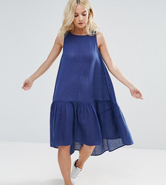 Свободное платье-трапеция миди из ткани добби ASOS PETITE - Темно-синий