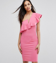 Платье на одно плечо с рюшами Club L - Розовый