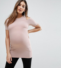 Топ в рубчик с открытыми печами ASOS Maternity - Бежевый