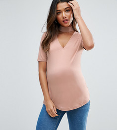 Топ с высоким воротом и декольте ASOS Maternity - Светло-серый