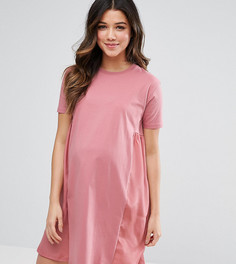 Платье-футболка со вставками по бокам ASOS Maternity - Розовый