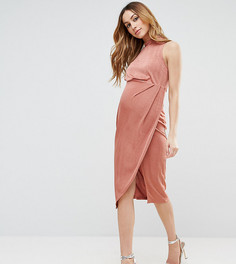 Облегающее платье миди с высоким воротом ASOS Maternity - Розовый