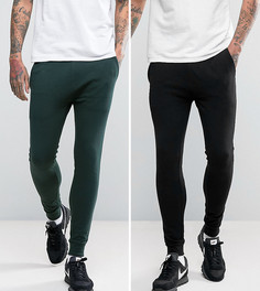 2 пары суперузких джоггеров (хаки, черные) ASOS - СКИДКА - Мульти