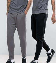 2 узких джоггеров (черный/темно-серый меланж) ASOS - СКИДКА - Мульти