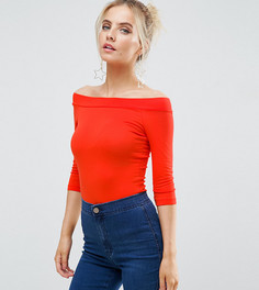 Топ с вырезом лодочкой и рукавом 3/4 ASOS PETITE - Оранжевый