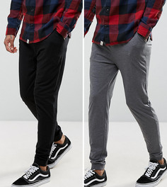 2 легких меланжевых джоггеров зауженного кроя (черные/темно-серые) ASOS - Мульти