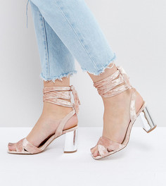 Босоножки из бархата для широкой стопы ASOS HONEYMOON - Розовый