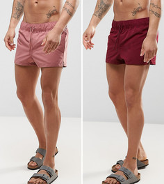 2 пары коротких шортов (темно-розовые, бордовые) ASOS - СКИДКА - Мульти