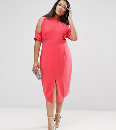 Платье с открытыми плечами ASOS CURVE - Розовый