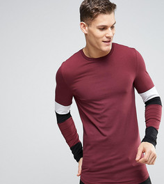 Удлиненный обтягивающий лонгслив со вставками на рукавах ASOS TALL - Красный