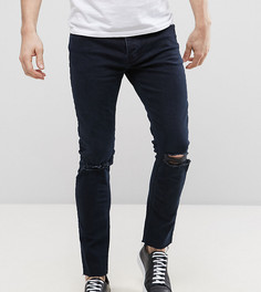 Темные джинсы скинни с дырками на коленях Mennace - Синий