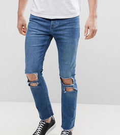 Выбеленные укороченные джинсы скинни с необработанным краем Mennace - Синий
