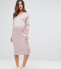 Вязаное платье с добавлением шелка ASOS Maternity - Розовый