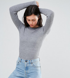 Джемпер в рубчик с круглым вырезом ASOS TALL - Серый