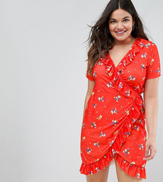 Платье с запахом и цветочным принтом ASOS CURVE - Мульти