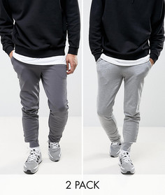 2 пары супероблегающих джоггеров (серый меланж/выбеленный черный) ASOS - Мульти
