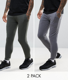 Набор из 2 супероблегающих джоггеров защитного и черного цвета, СКИДКА - Мульти Asos