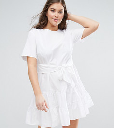 Хлопковое ярусное платье мини ASOS CURVE - Белый