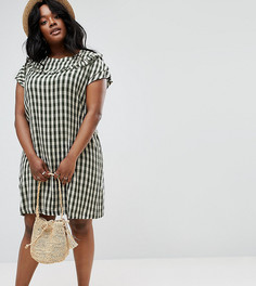 Платье А-силуэта в клетку с оборками ASOS CURVE - Зеленый