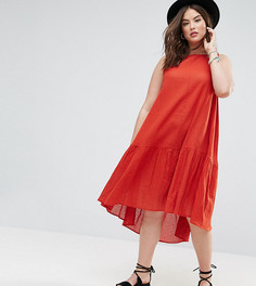 Свободное платье миди из ткани добби ASOS CURVE - Красный
