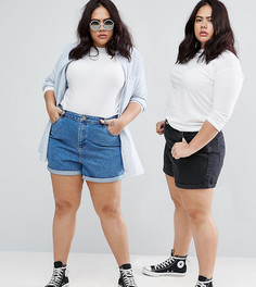 2 пары джинсовых шортов в винтажном стиле (синие, черные) ASOS CURVE - СКИДКА 14 - Мульти