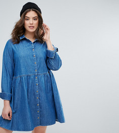 Синее свободное джинсовое платье-рубашка ASOS CURVE - Синий