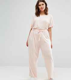 Свободный трикотажный комбинезон с открытыми плечами ASOS CURVE - Розовый