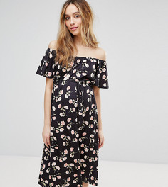 Платье миди с открытыми плечами и цветочным принтом ASOS Maternity - Мульти