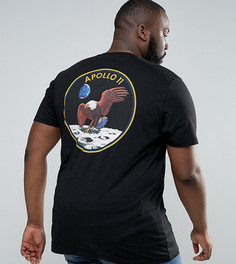 Длинная черная футболка с принтом ASOS PLUS Nasa - Черный