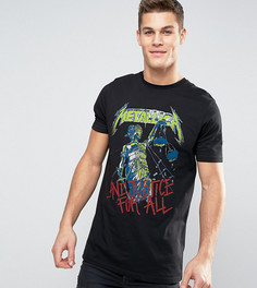 Длинная футболка с выцветшим принтом Justice For All ASOS TALL Metallica - Черный
