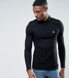 Черное обтягивающее поло из пике с длинными рукавами ASOS TALL - Черный