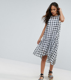 Платье-трапеция в клетку с асимметричным низом ASOS TALL - Мульти