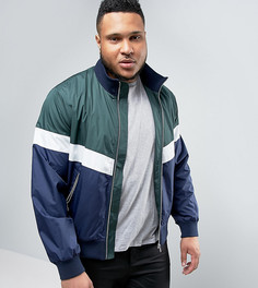 Спортивная куртка колор блок на молнии ASOS PLUS - Зеленый