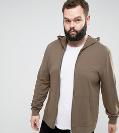 Облегающий легкий худи коричневого цвета на молнии ASOS PLUS - Коричневый