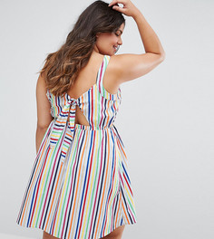 Короткое приталенное платье в яркую полоску ASOS CURVE - Мульти