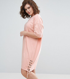 Платье-футболка со шнуровкой по бокам ASOS CURVE - Розовый