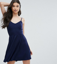 Короткое приталенное платье мини в рубчик в стиле 90-х ASOS PETITE - Темно-синий