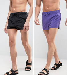 2 пары коротких шортов для плавания (фиолетовые, черные) ASOS - Мульти
