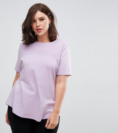 Футболка с контрастной кокеткой в рубчик ASOS CURVE - Фиолетовый